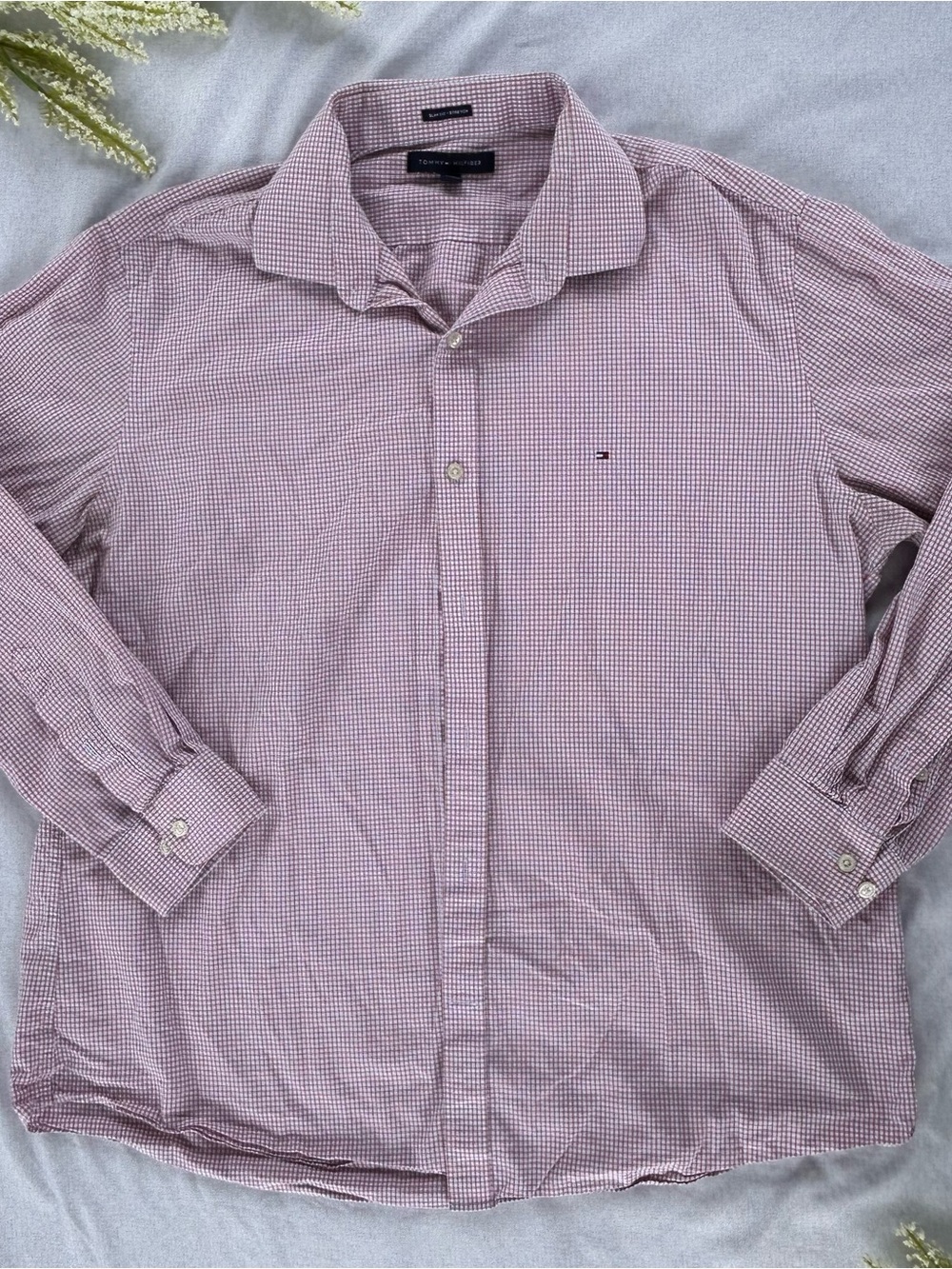 Tommy Hilfiger Micro-Gingham Button-Down Dress Shirt - XL